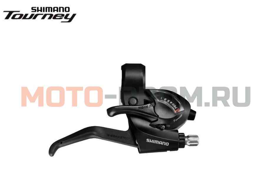картинка Рукоятка переключения передач правая SHIMANO TOURNEY ST-EF41-7R, комбинированная, 7 ск., 22,2 мм (черный, ASTEF41R7CL) от магазина MOTO-PROM+