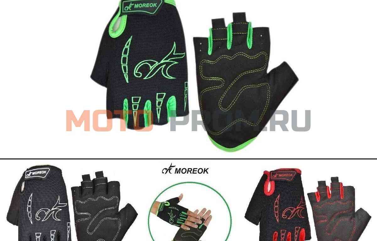 картинка Велоперчатки MOREOK, короткие пальцы, антискользящие вставки, биэластичные, лайкра, на блистере, размер "L" (MOREOK02-L) от магазина MOTO-PROM+