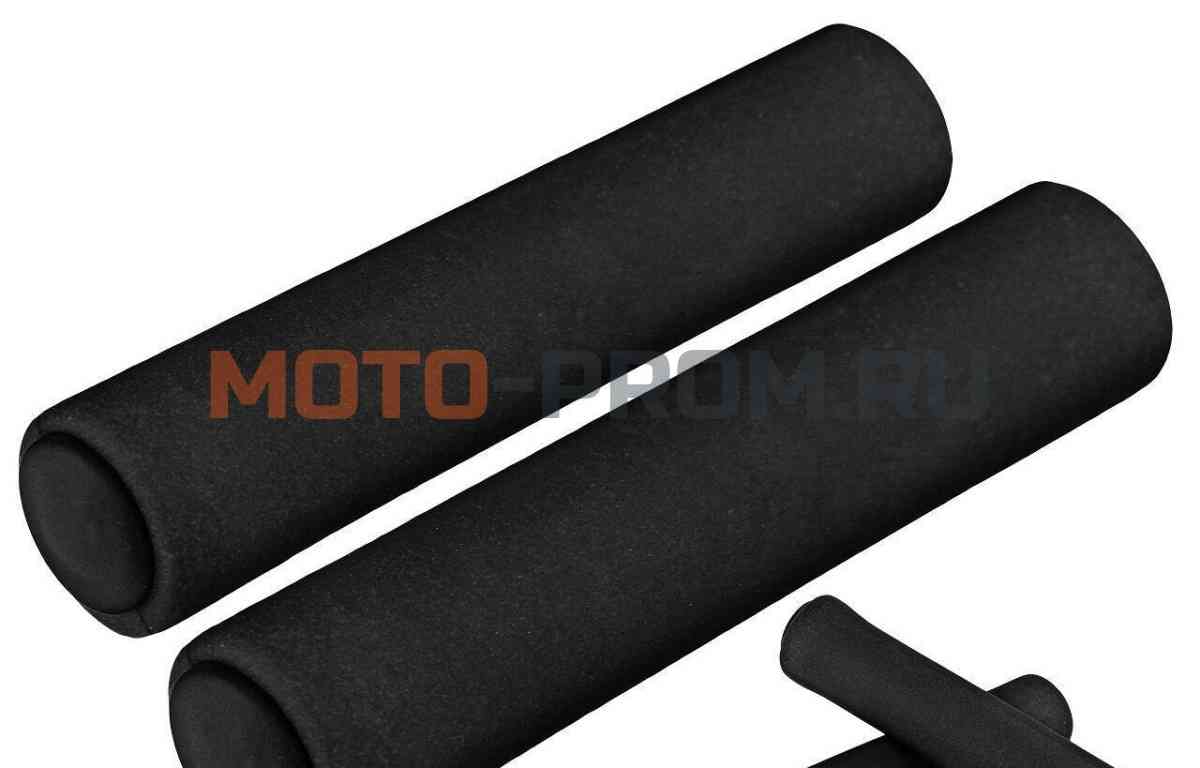 картинка Рукоятки руля (грипсы, комплект) силиконовые, "VXM", для самоката/велосипеда, с заглушками, 130 мм (черный, NS01BK) от магазина MOTO-PROM+
