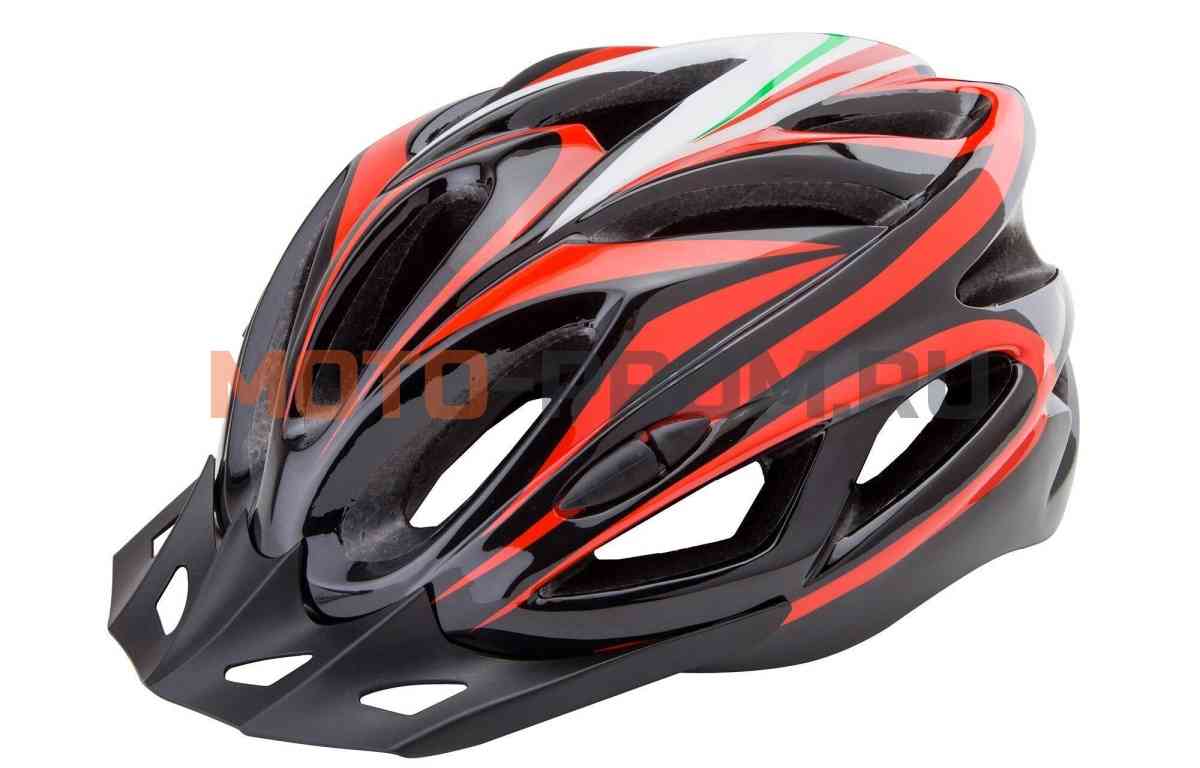 картинка Шлем взрослый IN-MOLD, размер L, регулировка обхвата, с козырьком, FSD-HL022 (черный/красный, УТ00021431) от магазина MOTO-PROM+