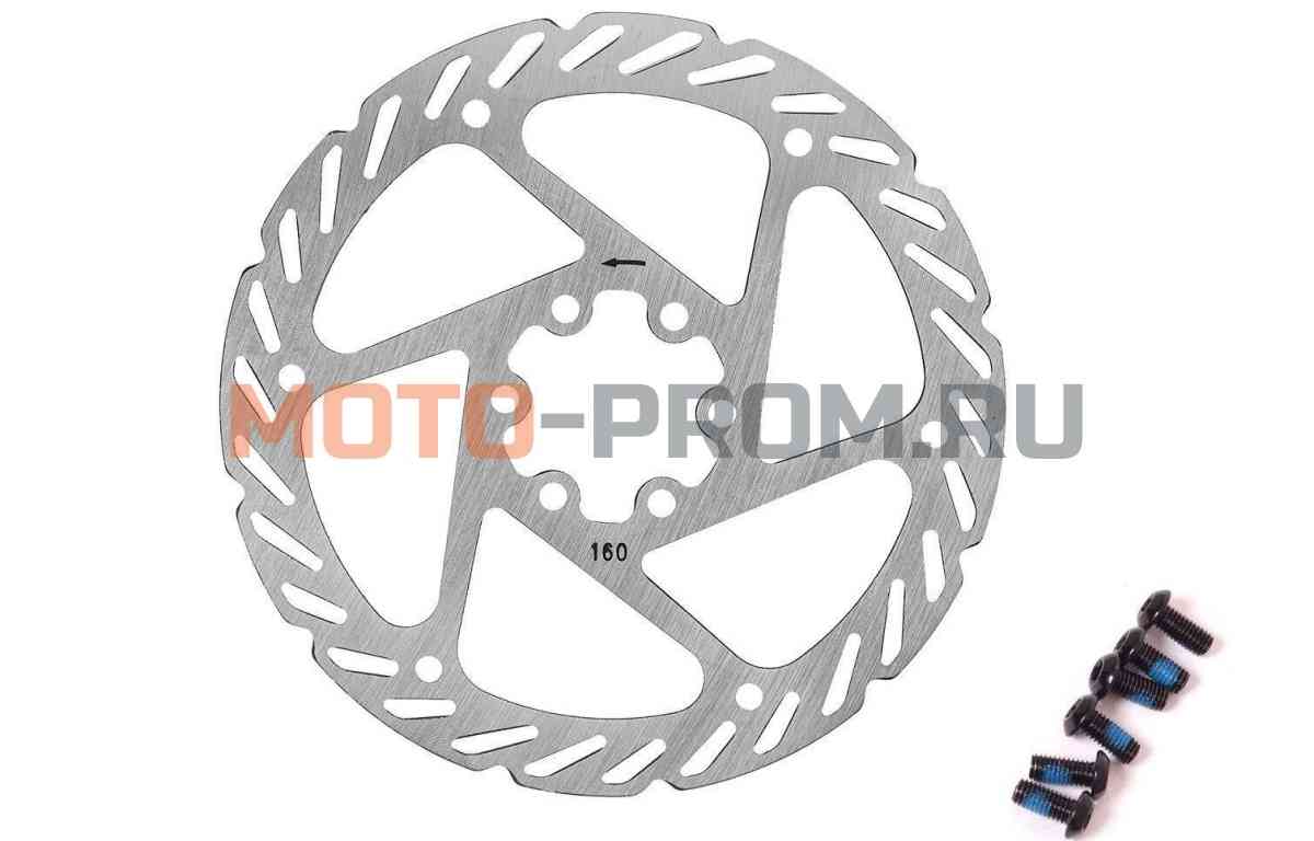 картинка Ротор дискового тормоза 160 мм, 6 болтов, New Vision, R-05 (УТ00023245) от магазина MOTO-PROM+