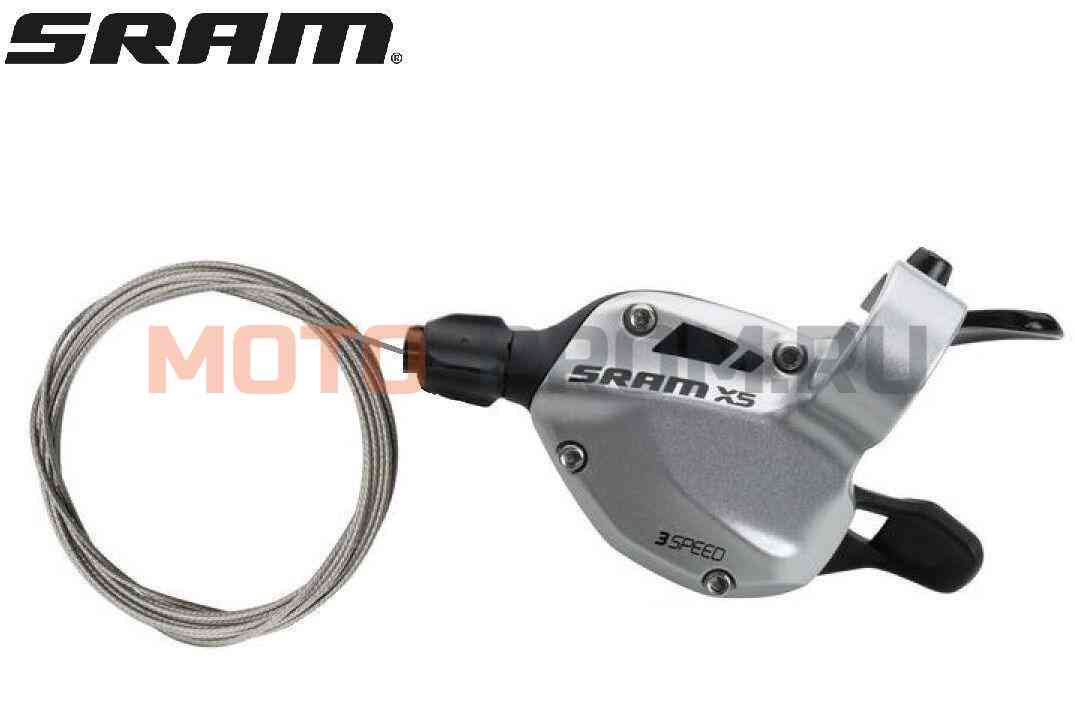 картинка Рукоятка переключения передач левая SRAM X5, триггер, 3 скор., 22,2 мм (серебро, CSL100000215) от магазина MOTO-PROM+